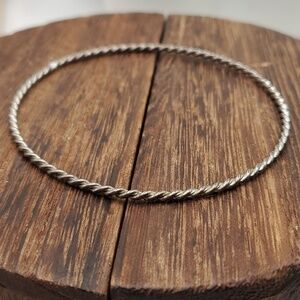 B2231 silver tone braided‎ rope bracelet estate